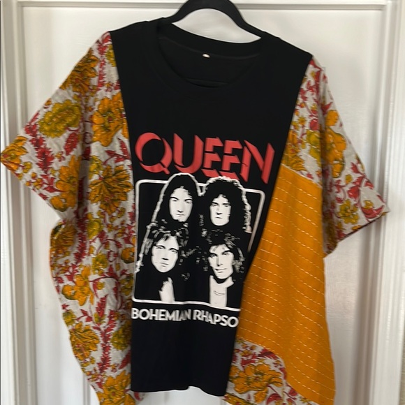 Upcycled Tops - Queen Upcycled Kantha Tunic Top Shirt OS Bohemian Handmade Hippie